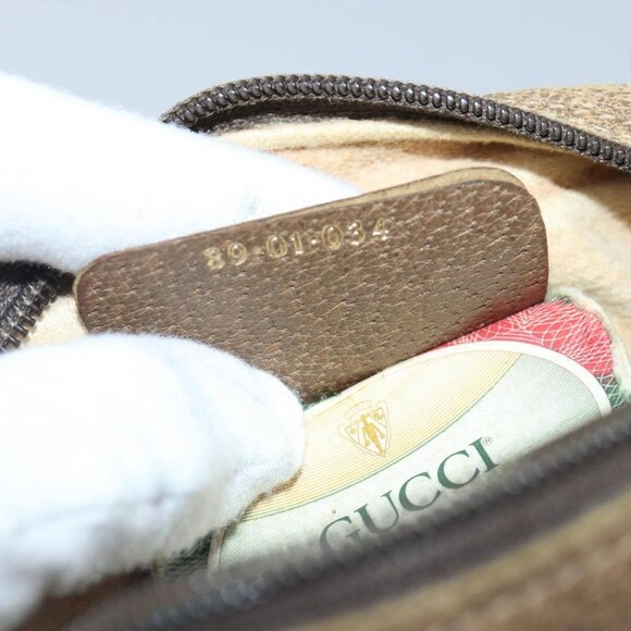 GUCCI GG Supreme Web Sherry Line Clutch Bag PVC Beige Red - Picture 16 of 16